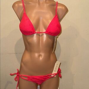 NWT Roxy crochet bikini set size XS L tie side